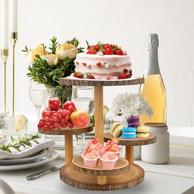Cupcake Stand Display - Wood Dessert Cupcake Stand Display, 4 Tier Cupcake Stands for 50 Cupcakes, Cup Cake Tower Stand Holder, Cake Stands for Party, Birthdays, Weddings, Baby Showers, Holiday Decor