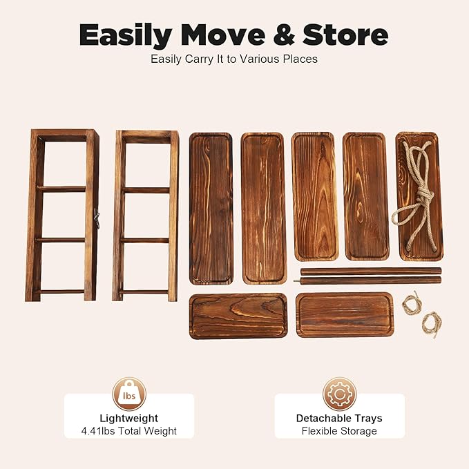 3-Tier Swing Cupcake Stand, Wooden Dessert Stand, Rustic Cupcake & Cake Display Tray for Parties, Halloween, Thanksgiving, Christmas – Farmhouse Style Serving Platter for Dining Table & Kitchen