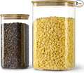 D2scrma 149oz 50oz Airtight Glass Square Storage Canister with Bamboo Lid Set of 2(4400ml*1 1500ml*1) Large Gallon Glass Jars for Sugar, Flour, Cookies and Coffee beans (‎with Black Lable)