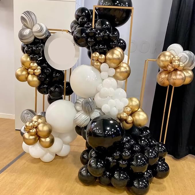 YMSZ Black and Gold Balloons, 67 Pcs 12 Inch Black White and Gold Confetti Party Balloons for Birthday, New Year, Graduation Party Decorations