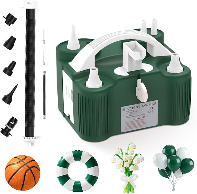 AXHJ Electric Balloon Pump, Portable Electric Air Balloon Pump Dual Nozzle Air Blower Pump, Balloon Inflator for Party Decorations