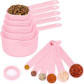 Accmor Measuring Cups & Spoons Set, Measuring Cup Set, Plastic Stackable Cups and Spoons, 11 Pcs Different Capacities Tablespoons Kitchen Gadgets Nesting Measure Sets for Dry Liquid Ingredients (Pink)