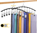 2 Pack Legging Organizer for Closet 360° Swivel, Metal Gym Clothes Organizer w/20 Clips Holds 20 Leggings, Hangers Space Saving, Closet Organizers and Storage, Dorm Room Organization Essentials, Black