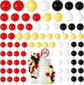 NACHLYNN 80 Pcs Cake Balls Decorations Mini Balloon Cake Topper Balls Foam Cupcake Toppers Balls for Cake Decorating Birthday Parties Weddings Anniversary (Red Yellow Black White)