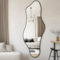 Mirrorons Irregular Wall Mirror 63×24, Black Asymmetrical Decorative Bathroom Mirror, Cloud Mirror, Modern Vanity Mirror, Shatterproof Black Mirror