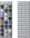 Baseball Hat Rack, 27 Pocket Over-The-Door Hat Organizer with Clear Deep Pockets to Display Baseball Caps Collection, Complete with 3 Over Door Hooks (Grey, 27 Pockets)