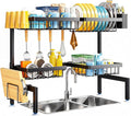 ARSTPEOE 2 Tiers 4 Baskets (one More Than Others) Over The Sink Dish Drying Rack,fits All Sinks (from 24.8" to 35.4"),2-Tier Adjustable Sink Rack,Dishes Rack Kitchen Storage Organizer Space Saving