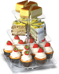 3-Tier Rotating Cupcake Stand, Clear Acrylic 360° Spinning Dessert Display Tower for Cakes & Pastries, Serving Stand for Weddings, Birthdays, Parties - Square