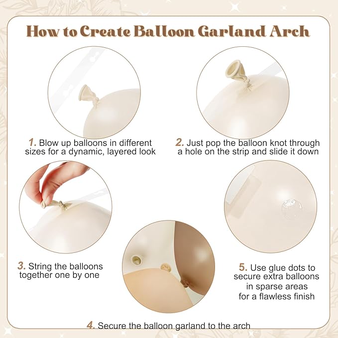 Neutral Balloon Arch Kit, 126Pcs Nude Tan Beige Sand White Clear Balloons for Boho Baby Shower Gender Reveal Bridal Shower Wedding Birthday Party Decorations