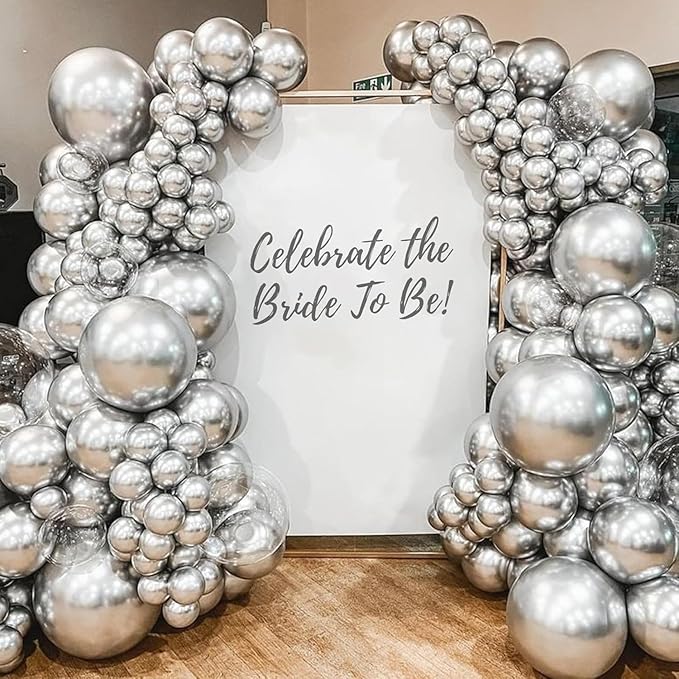 Metallic Silver Balloons 50 pcs 12 Inch Chrome Silver Latex Balloons for New Year, Wedding, Baby Shower, Gender Reveal, Easter, Anniversary, Birthday, Christmas Party Decoration