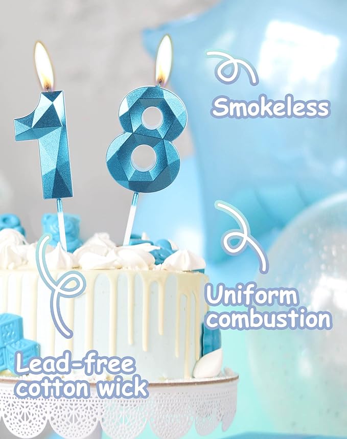 23th Birthday Candles,Number 23 Candles,Blue Happy Birthday Candle for Cake,3D Design Cake Topper Decorations for Women Men Birthday Party Wedding Anniversary Celebration Supplies