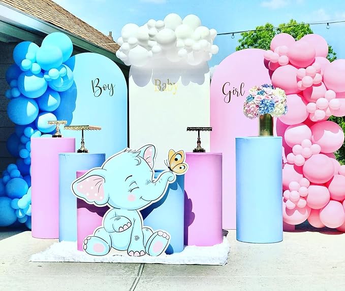 Pink and Blue Balloons Garland Kit, 124pcs Pink White Blue Latex Balloons Arch for Birthday, Baby Shower, Gender Reveal Party Decoration