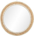 18 Inch Boho Round Hanging Wall Mirror Decorative Rattan Circle Mirrors for Farmhouse, Living Room, Bedroom