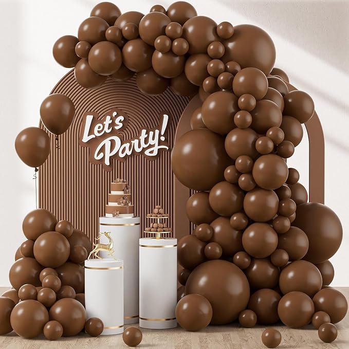 120pcs Dark Brown Balloons, 18 12 10 5 inch Boho Latex Balloons Different Sizes Dark Brown Balloon Arch Kit for Birthday Baby Shower Wedding Anniversary Party Decorations