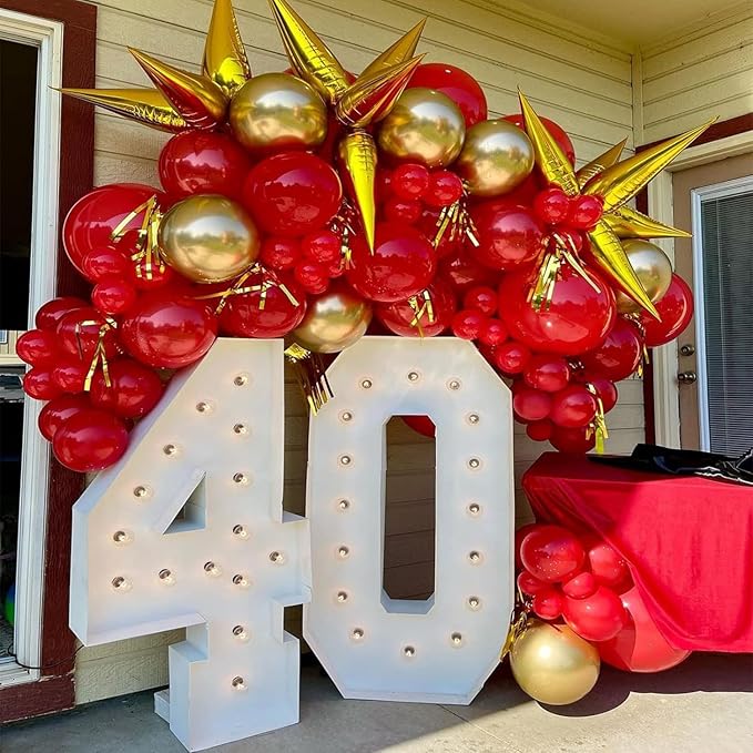 Red and Gold Balloons,70 Pack 12 inch Metallic Gold and Helium Matte Red Balloons for Valentine's Day Wedding Birthday Engagements Anniversary Party Decorations