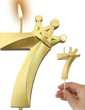 The Number 7 Gold Birthday Candles for Cake is Beautiful Number Candles for 7th Birthday Decorations for Boys and Girls (Gold-7, Crown)