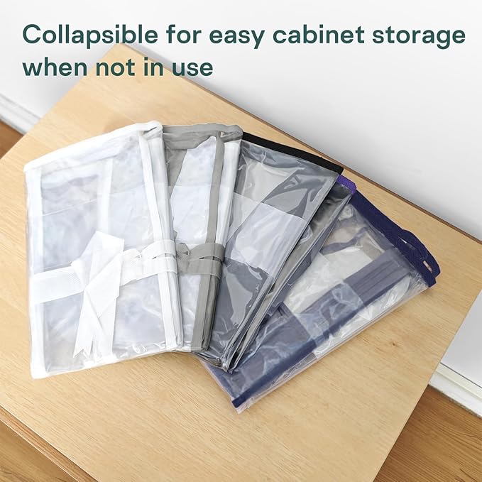 10 Pack Clear Storage Bags for Clothes, 22L Blanket Storage Bags, Under Bed Storage, Closet Organizers Bag, Upgraded Version Two-Way Zippers Design(Navy Blue)