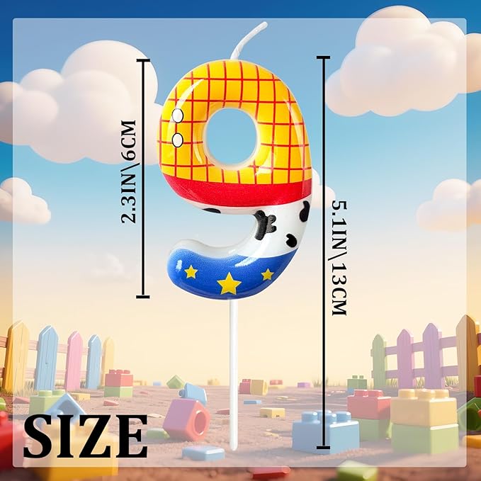 Toys Inspired Game Birthday Number Candles, Cartoon Story Number Candles, Cartoon Cake Decorations, Birthday Decoration Supplies, Suitable for Boys and Girls Party Celebrations (9)