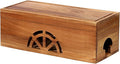Wood Cable Management Box - 15.8" (L) x 6" (W) 5.5" (H) Acacia Wood Cable Hider Box, Cord Hider with Magnet Design & Outlet Hole, Power Strip Surge Protect & Organizer for Home Office Kitchen TV Wires