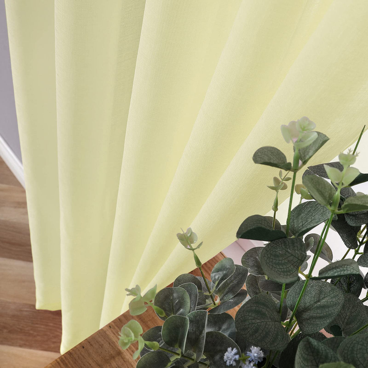 Sheer Curtain Linen Textured Bedroom Curtains Sheer Light Filtering Rod Pocket Voile Curtain for Living Room (2 Count)