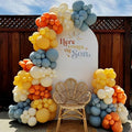 Here Comes the Son Balloon Arch Garland Kit 147Pcs Boho Retro Dusty Blue Burnt Orange Mustard Yellow Balloons for Baby Boy Shower First Trip Around the Sun Sunshine Theme Birthday Party Decorations