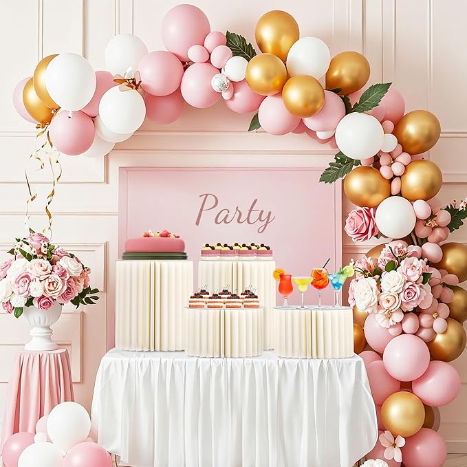 Buffet Risers, 4 Pack Dessert Table Display Set with 7.9"+15.8" Height, Food Risers for Buffet Table, Cylinder Stands for Party, Pedestal Cake Stand Cupcake Display Riser