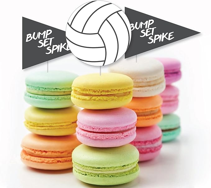 Big Dot of Happiness Bump, Set, Spike - Volleyball - Dessert Cupcake Toppers - Baby Shower, Birthday Party Clear Treat Picks - Set of 24