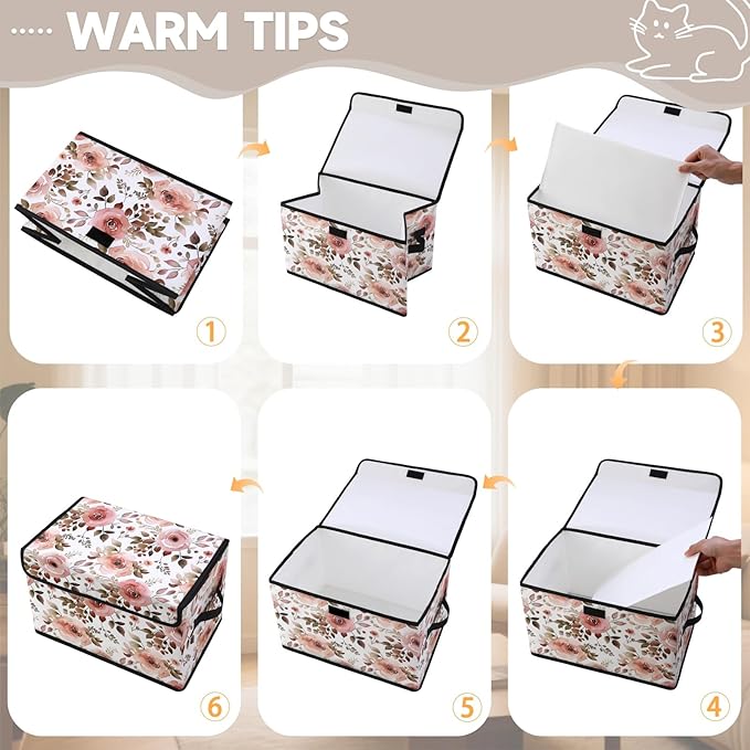 Stackable Storage Bins with Lids,Closet Organizers Fabric Box for Home and Office,Blanket Clothes Organizers,Under Bed Storage Containers 3 Pack