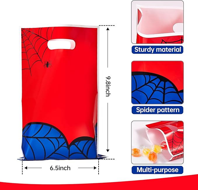 Yzzhaoo 30 Pcs Spider Goodie Bags Party Favors Bags with Handles for Birthday Party Theme Chiristmas Halloween Candy Bag Treat Cookie Gift bags