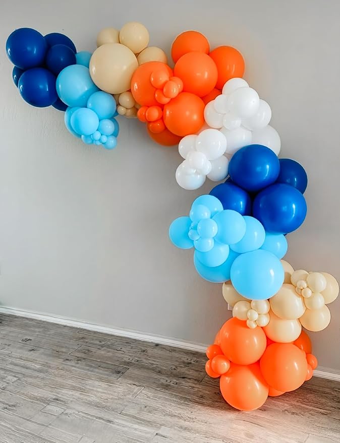 Blue and Orange Balloons – 12 Inch Blue Orange Balloons Set Thick Nude Balloon Shiny Confetti Latex Balloon for Birthday Baby Shower Wedding Party Decorations, Space Theme Party Supplies