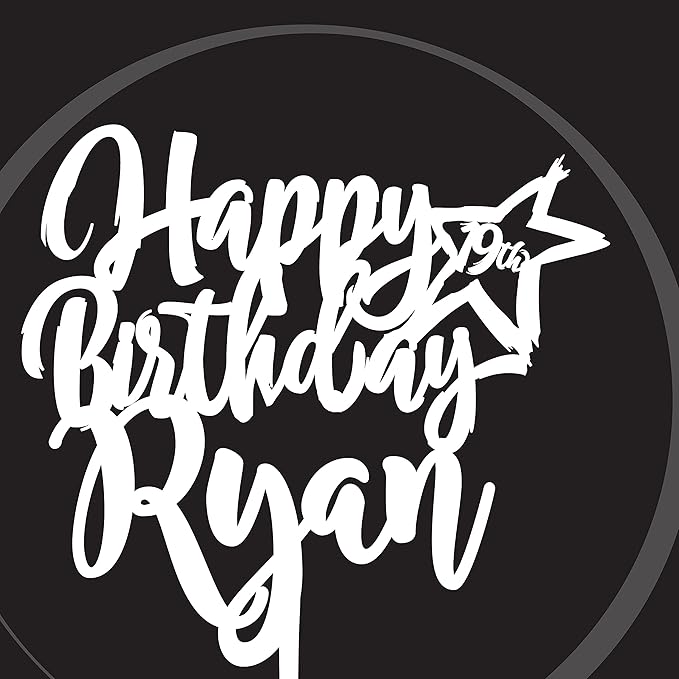 Personalized Birthday Cake Topper - Happy Birthday Cake Toppers w/Name and Star - Custom Acrylic Cake Decorations, Birthday Cake Topper for Birthday Party - 2 Glitter Acrylic Option