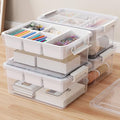 80Qt Stackable Storage Bins with Lids & Trays, Clear Plastic Latching Boxes Organizers with Dividers Portable 20Gal Containers for Arts & Crafts, Home and Car Trunk Organization, 4Pack