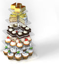 5-Tier Rotating Cupcake Stand, Clear Acrylic 360° Spinning Dessert Display Tower for Cakes & Pastries, Serving Stand for Weddings, Birthdays, Parties - Square