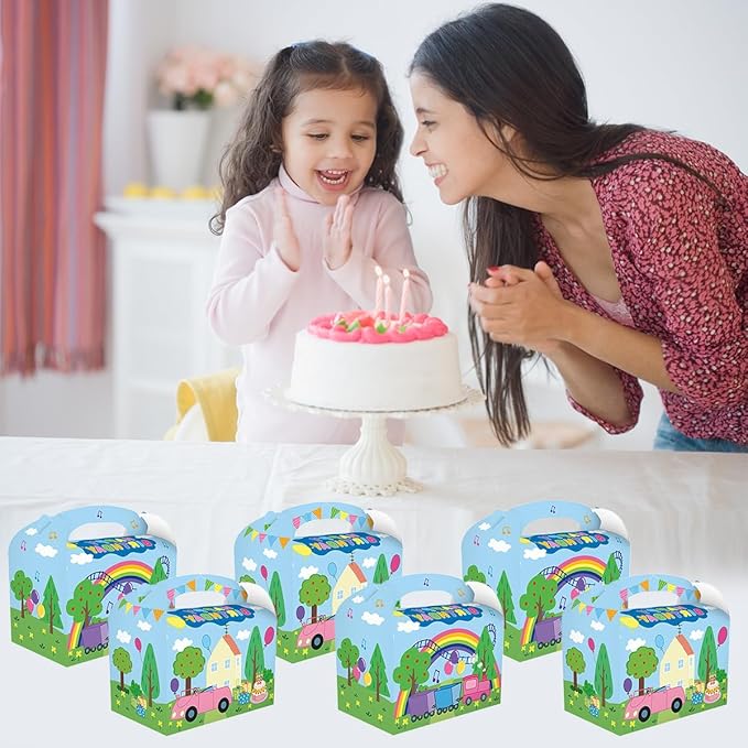 12Pcs Pink Pig Birthday Party Gift Boxes for Cartoon Pig Themed Birthday Party Supplies