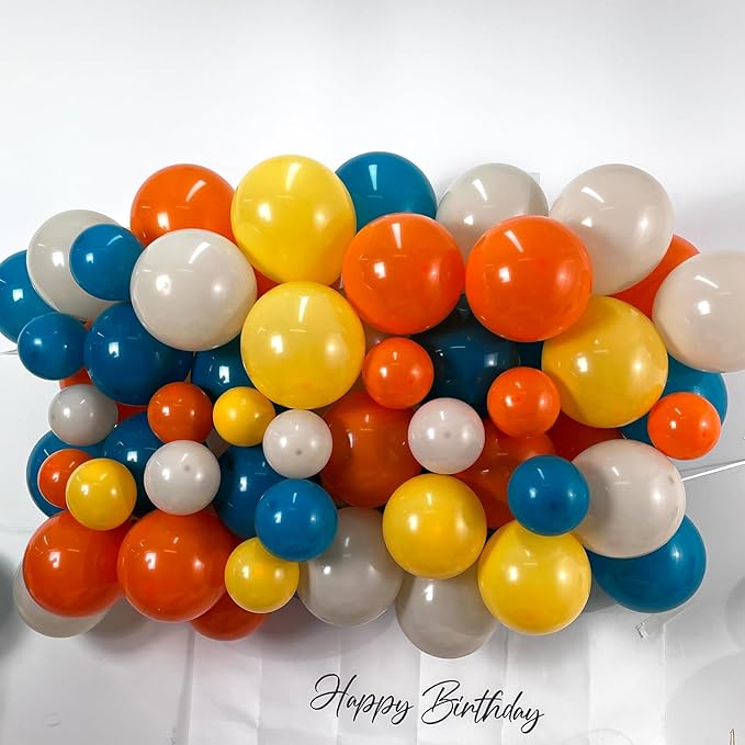 Yellow Orange and Blue Balloon Arch Kit, Blue Yellow Balloon Arch Garland Kit With Lemon Yellow, Orange and Teal Balloons Arch for Birthday Wedding Baby Shower Party