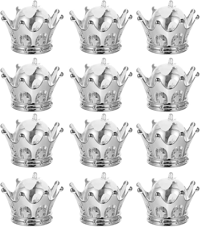 HOMSFOU Hollow Crown Wedding Candy Boxes Small Silver Candy Storage Containers 3.14X3.14X1.96 Inch Party Favor Boxes for Weddings Festivals and Anniversaries