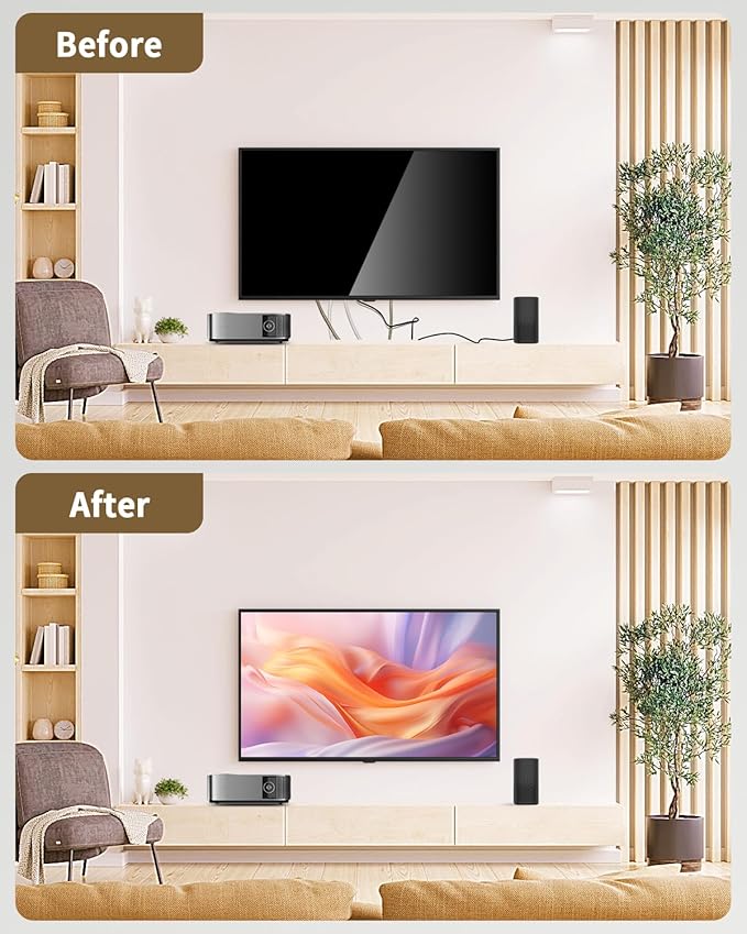in Wall Cable Management Kit for TV, Recessed Outlet for Low Voltage Cables, TV Cable Hider Wall Kit, Cord Hider for Wall Mount TV, Wall Cable Management Box for Home & Office, Black