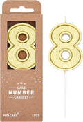 PHD CAKE 2.76 Inch Luxe Gold 8 Number Birthday Candles, Gold Number Candle, Cake Number Candles, Party Celebration