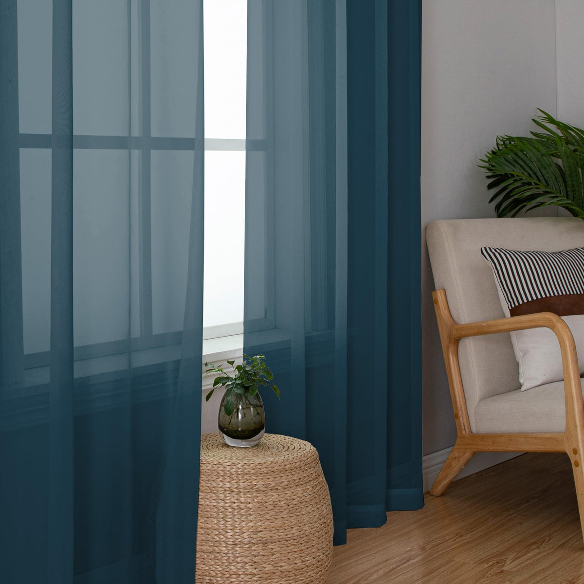 Stone Blue Sheer Curtains 78 Inches Long 2 Panels Set for Living Room (2 Count)