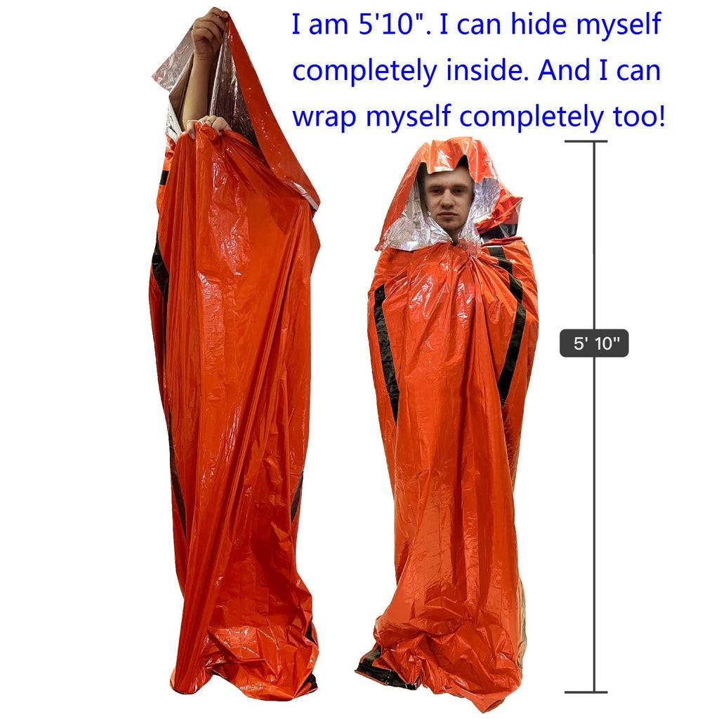 Emergency Sleeping Bag Survival Bag 2 Pack | Survival Bivy Sack | Portable Blanket Survival Gear Bivvy Thermal Sleeping Bag Camping