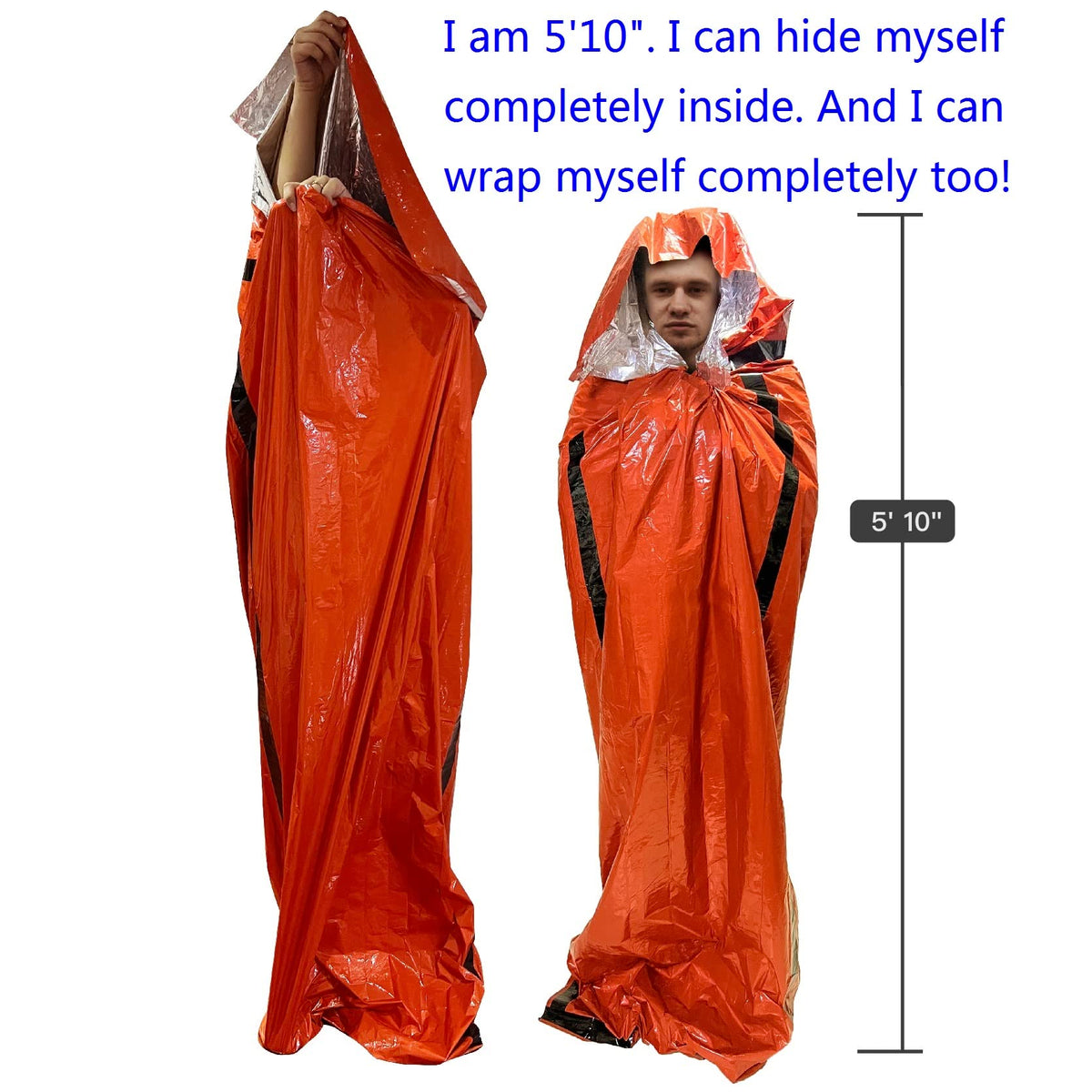 Emergency Sleeping Bag Survival Bag 2 Pack | Survival Bivy Sack | Portable Blanket Survival Gear Bivvy Thermal Sleeping Bag Camping