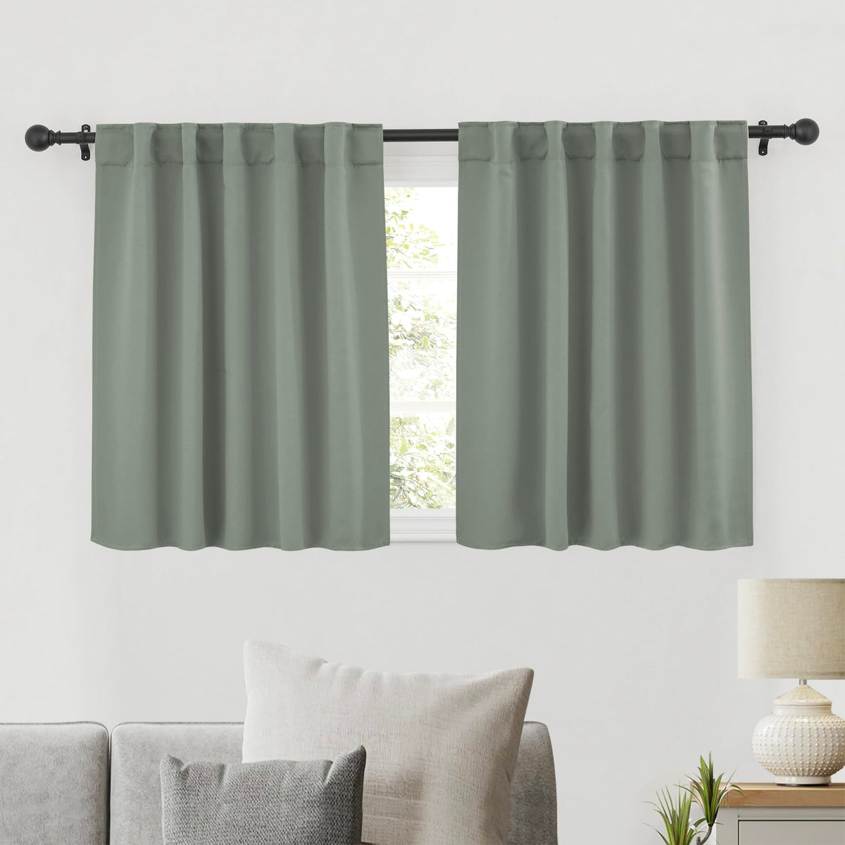Short Curtains for Bedroom Kitchen Bathroom Cafe Basement Camper (2 Count)