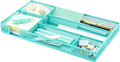 Annova Desk Drawer Organizer Tray for Office Organization - Metal Mesh - Storage Tray with Dividers for Pens, Desktop Accessories, Bathroom, Kitchen, Makeup and Office Supplies (Small, Turquoise)