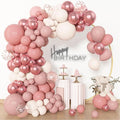 Archloon 156pcs Dusty Pink Balloon Garland Arch Kit, Different Sizes 18 12 10 5 inch Pink White Sand Metallic Confetti Pink Balloons for Girl Baby Shower Birthday Boho Party Decorations