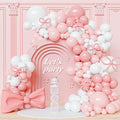 Bow Pink and White Balloon Arch Kit, 102pcs Light Pink White Bow Balloons Difference Sizes Latex Balloons with 16ft Tape Strip & Dot Glue for Pink Bow coquette Birthday Party Decorations