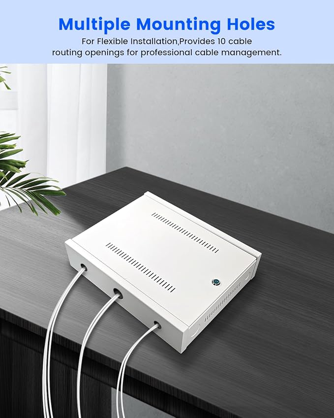 DVR Lock Box & NVR Enclosure, Heavy Duty Lockable Steel Cabinet for CCTV Surveillance Systems, Wall-Mount Design with Ventilation and Cable Management