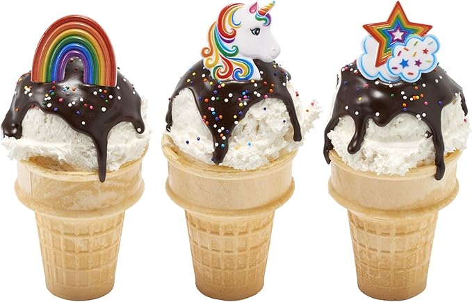 DecoPac Rainbow Unicorn Rings, Cupcake Decorations, Magical Food Safe Cake Toppers, Multi-Coloured – 24 Pack