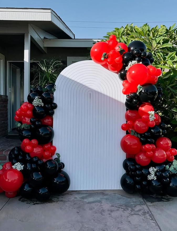 Red and Black Balloons - 12 Inch Red Black Latex Balloons Glitter Confetti Balloon Party Balloon for Graduation Racing Car Poker Card Casino Party Decorations, Birthday Wedding Party Supplies