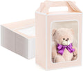 Tosnail 30-Pack Pink Gift Bags with Window, 9.8 Inches Tall Clear Favor Boxes, See Through Bag for Gifts, Party Favors, Weddings, Bridal Shower