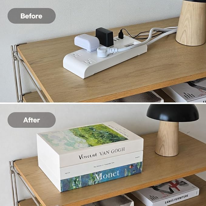 Book Shape Decorative Cable Management Box - Expandable Cable Organizer Box with Magnetic Closure for Home & Office (Love Finds, Large Set)